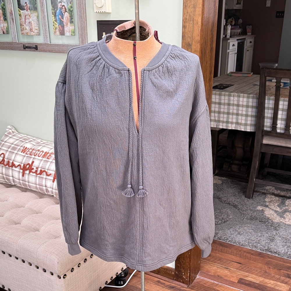 Aerie Gray Sweatshirt with Tassel Detail